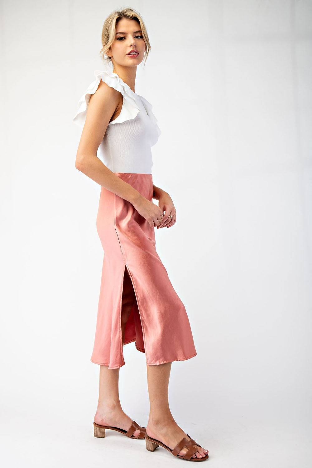 The London Satin Midi Skirt