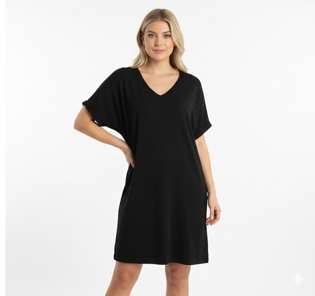 black short sleeve shift dress The Elizabeth V-Neck Large Her measurements are Color:#9 Merlot How To Match Shoes Black-#000000