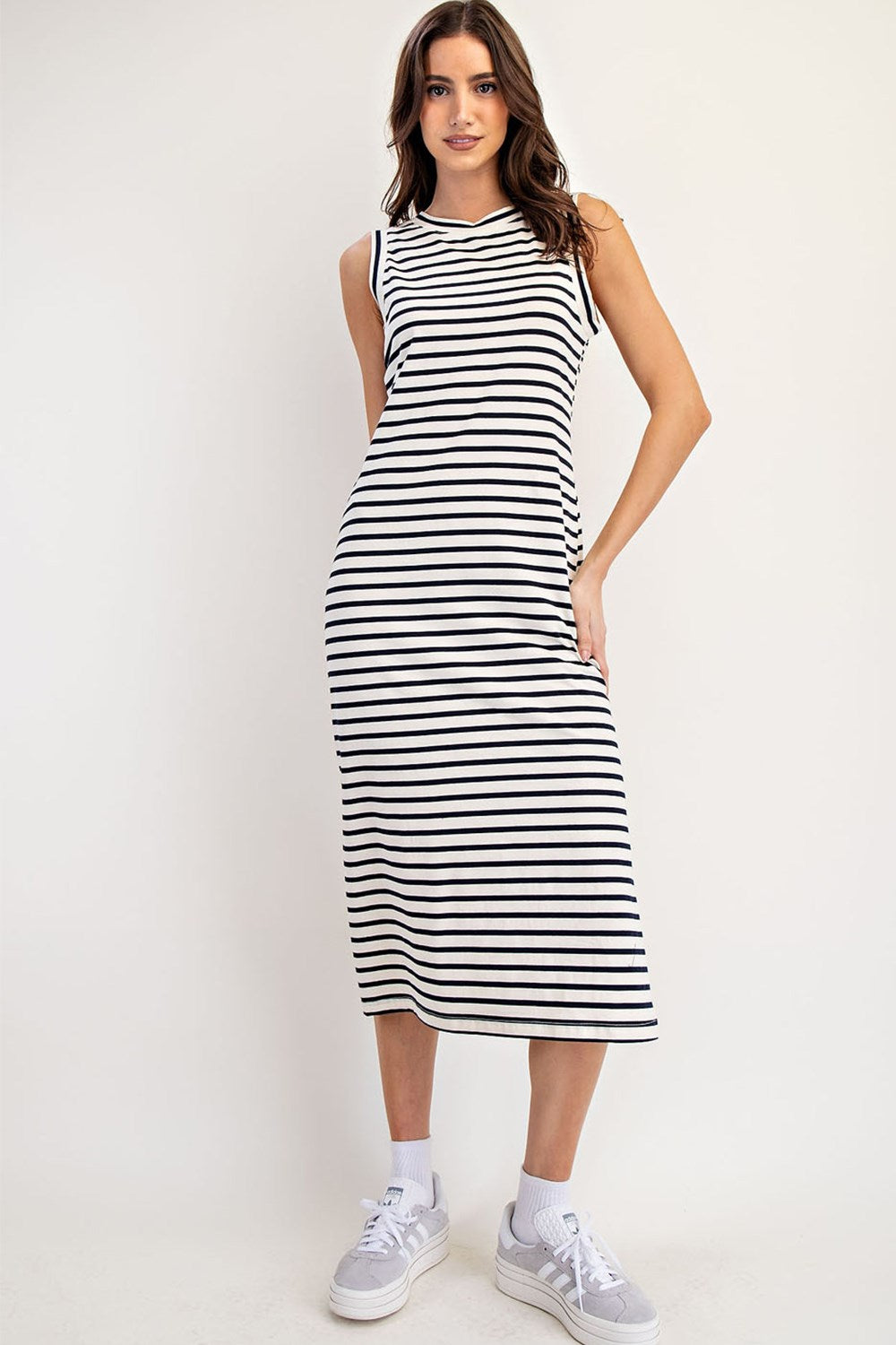black and white striped dress midi The Billie zipper-back Size:2XL-18.5 34/35 Backless Halter Venezia V-Neck, this dress is perfect