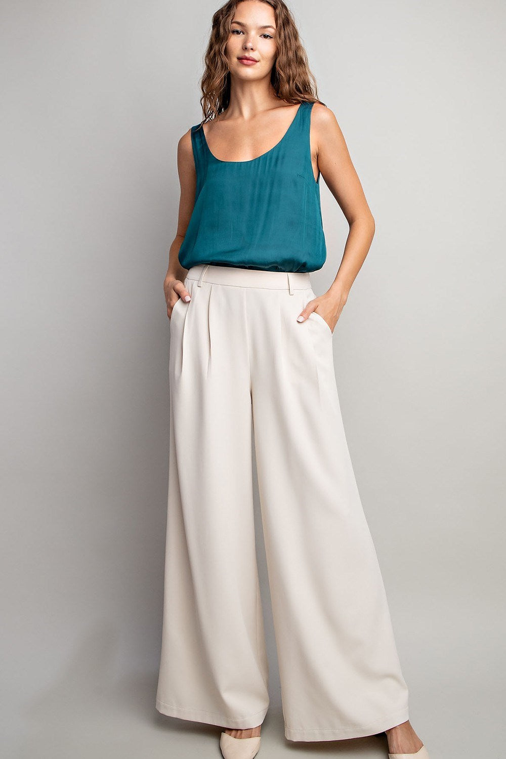 The Moxie High-Rise Wide-Leg Off White Dress Pants