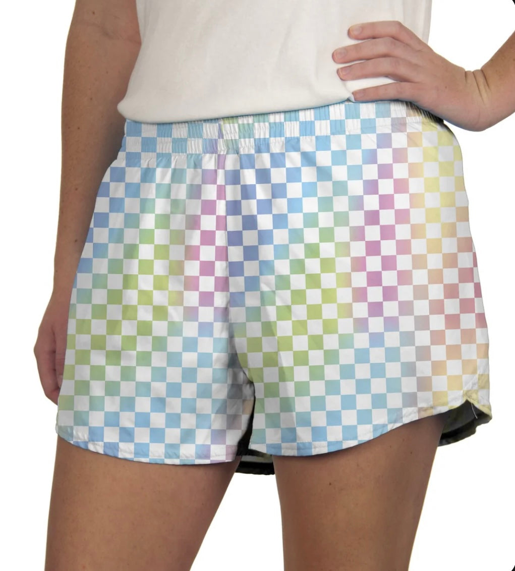 The Toni Short- pastel neon checkered tween athletic short- Silent Sisters