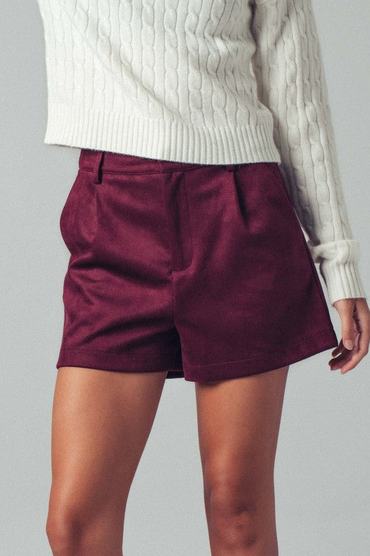 The Claudette Suede Short- burgundy- Silent Sisters