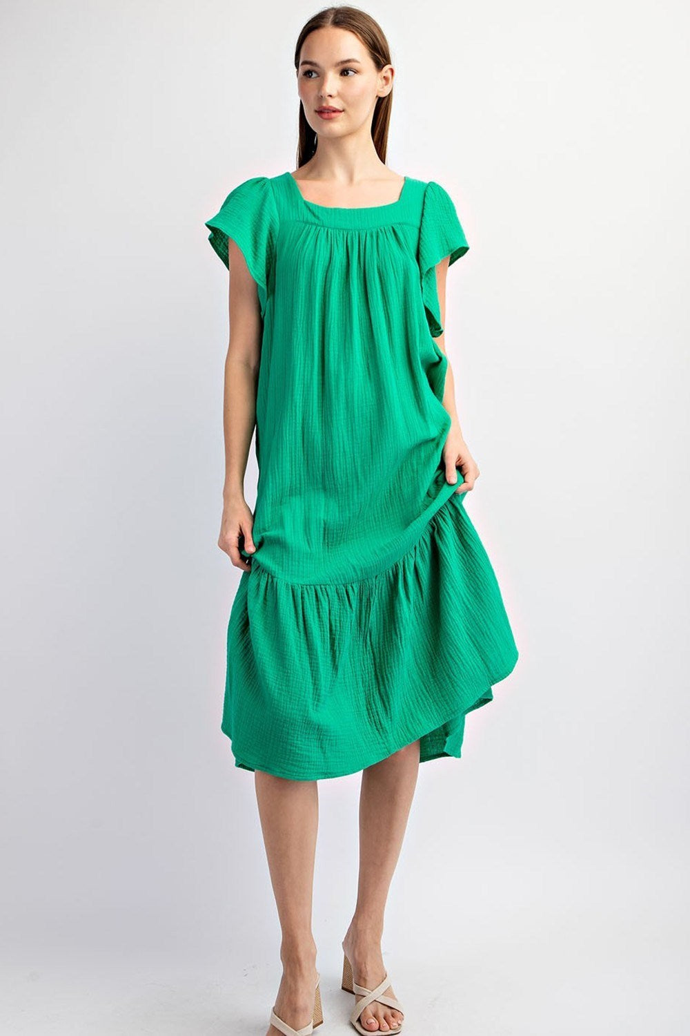 The Eden Dress- green gauze lightweight dress- Silent Sisters