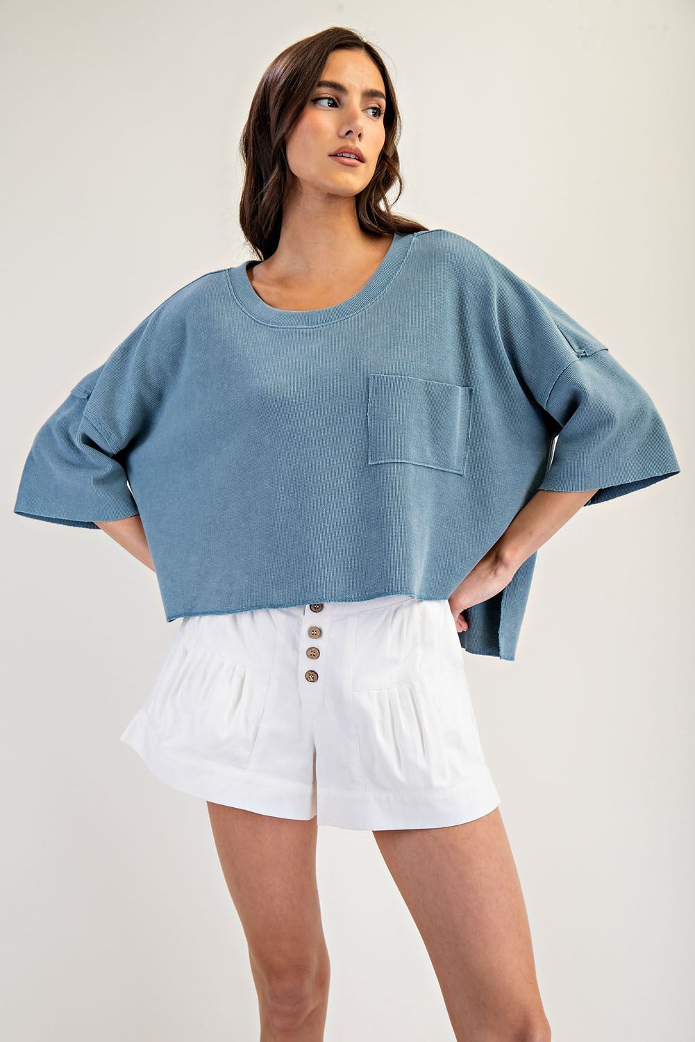 The Hollis Relaxed Top- mine washed green, relaxed, fit top- Silent Sisters 