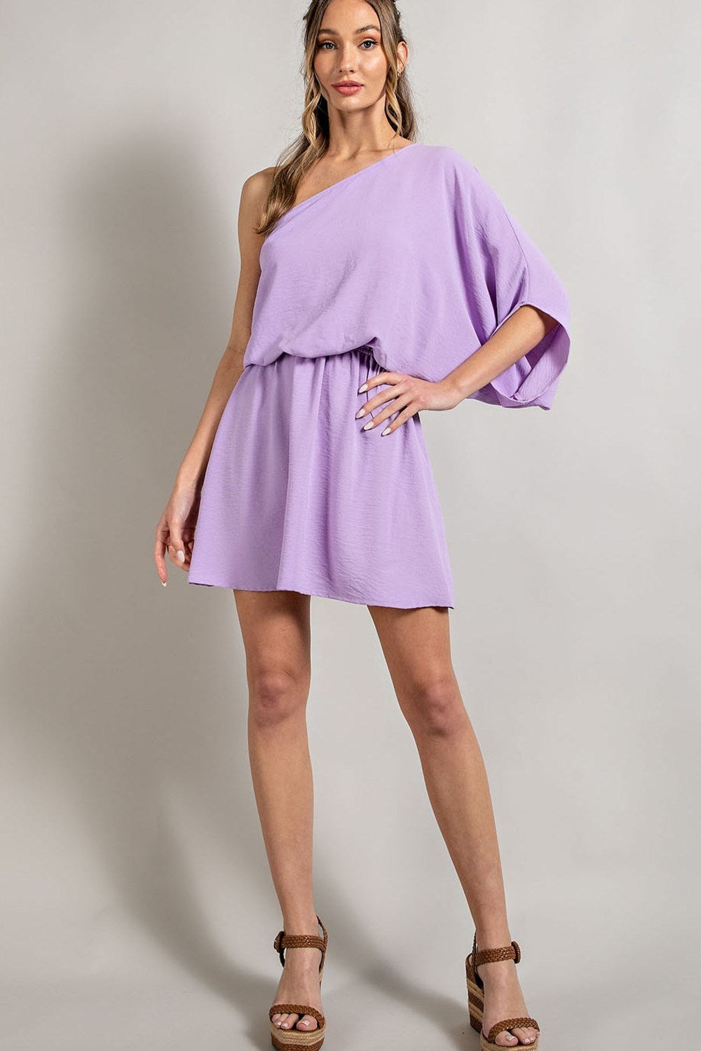 The Iris One Shoulder Dress- lavender one shoulder dress- Silent Sisters
