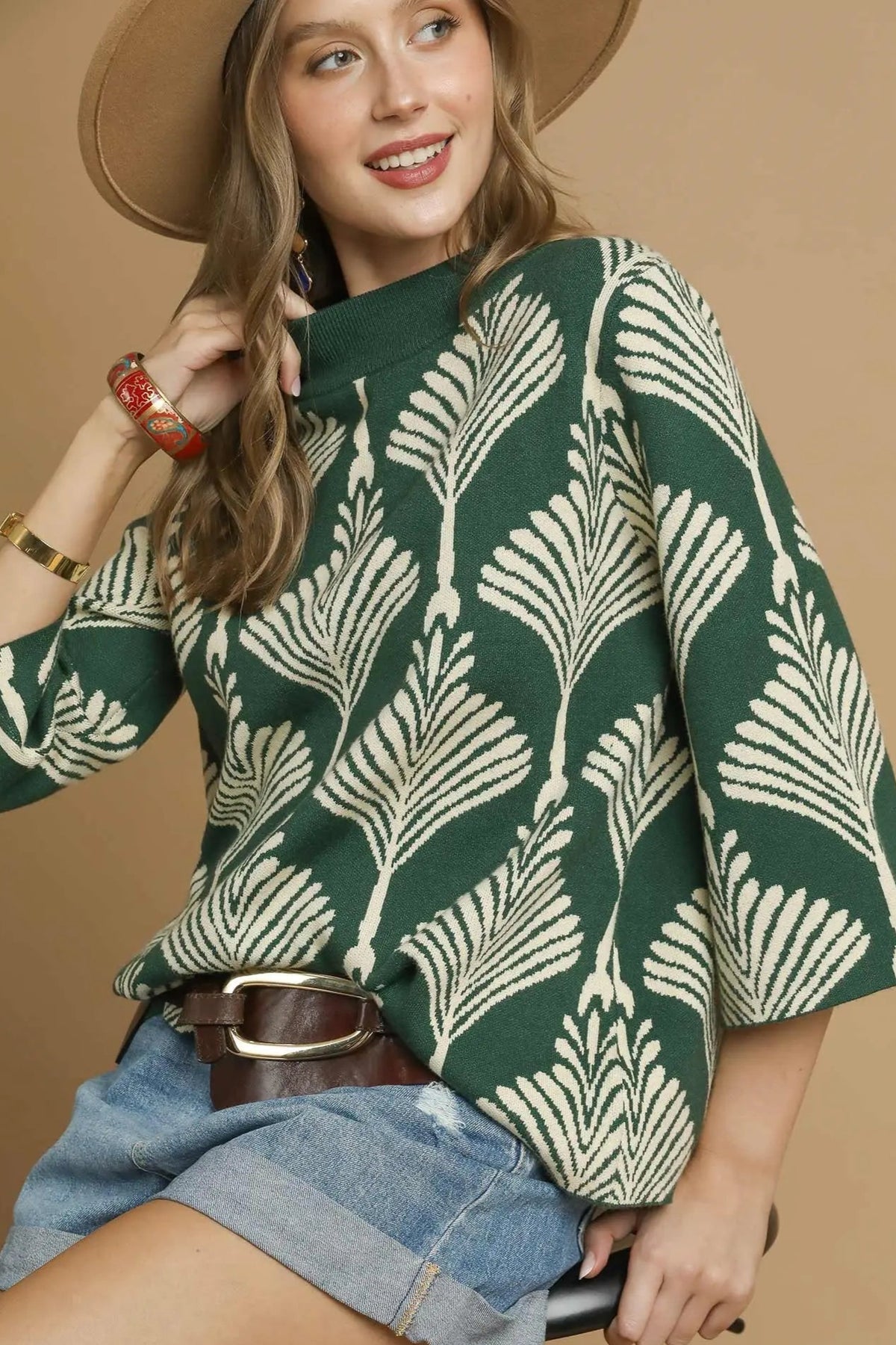 The Joy Sweater- soft green print Sweater- Silent Sisters