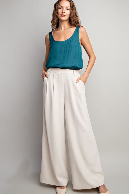 The Moxie Pant- off-white high waisted wide legged tailored pants- Silent Sisters 
