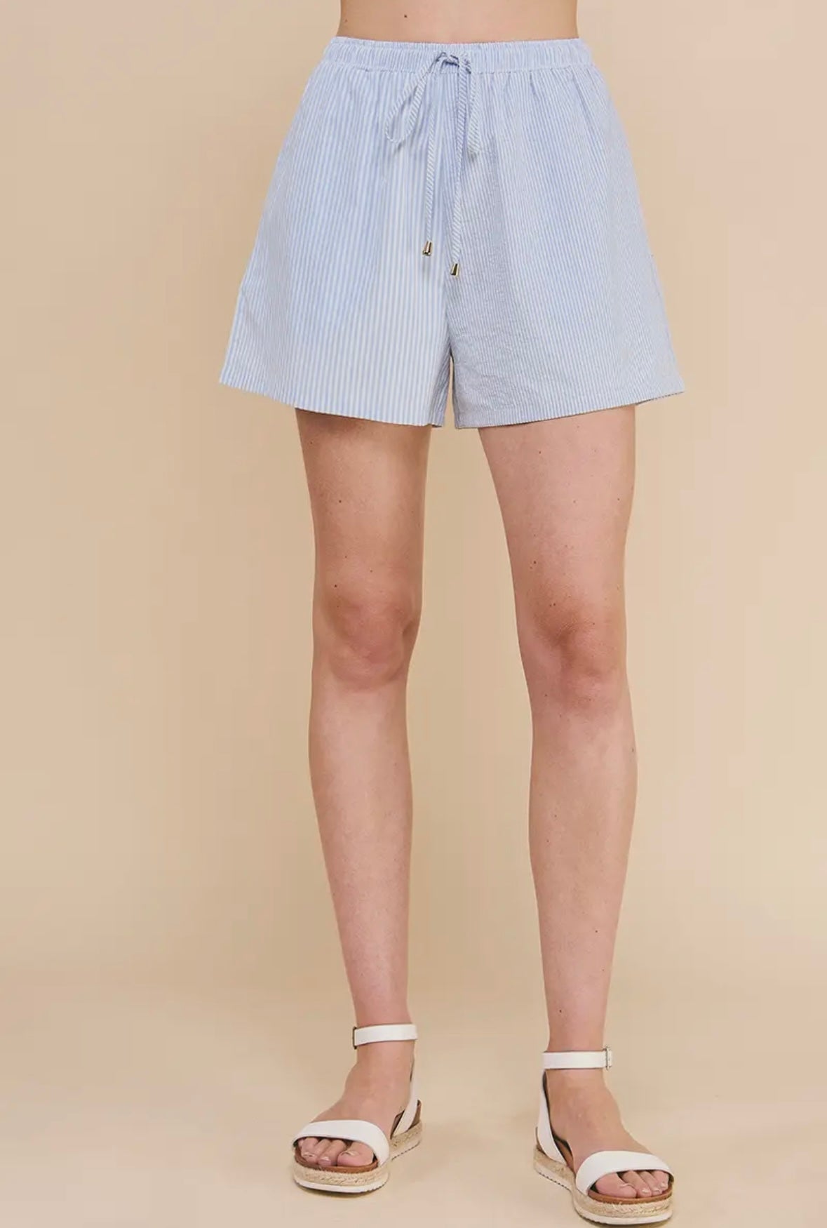The Naomi Stripped Short- Blue and white striped Cotton short- Silent Sisters