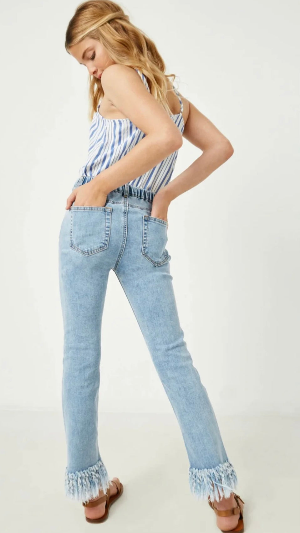 The Brie Frayed Hem Denim Pant- Little Sister