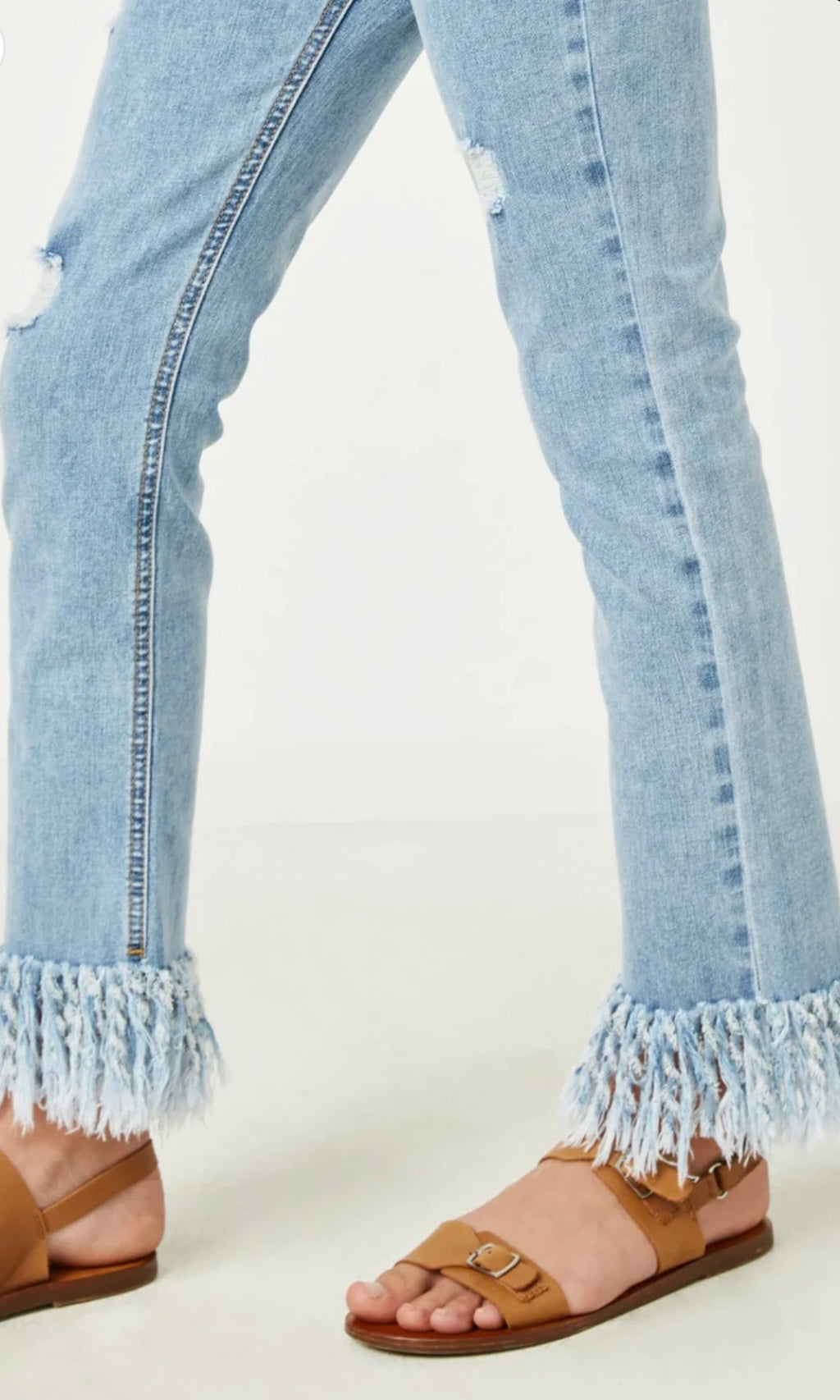 The Brie Frayed Hem Denim Pant- Little Sister