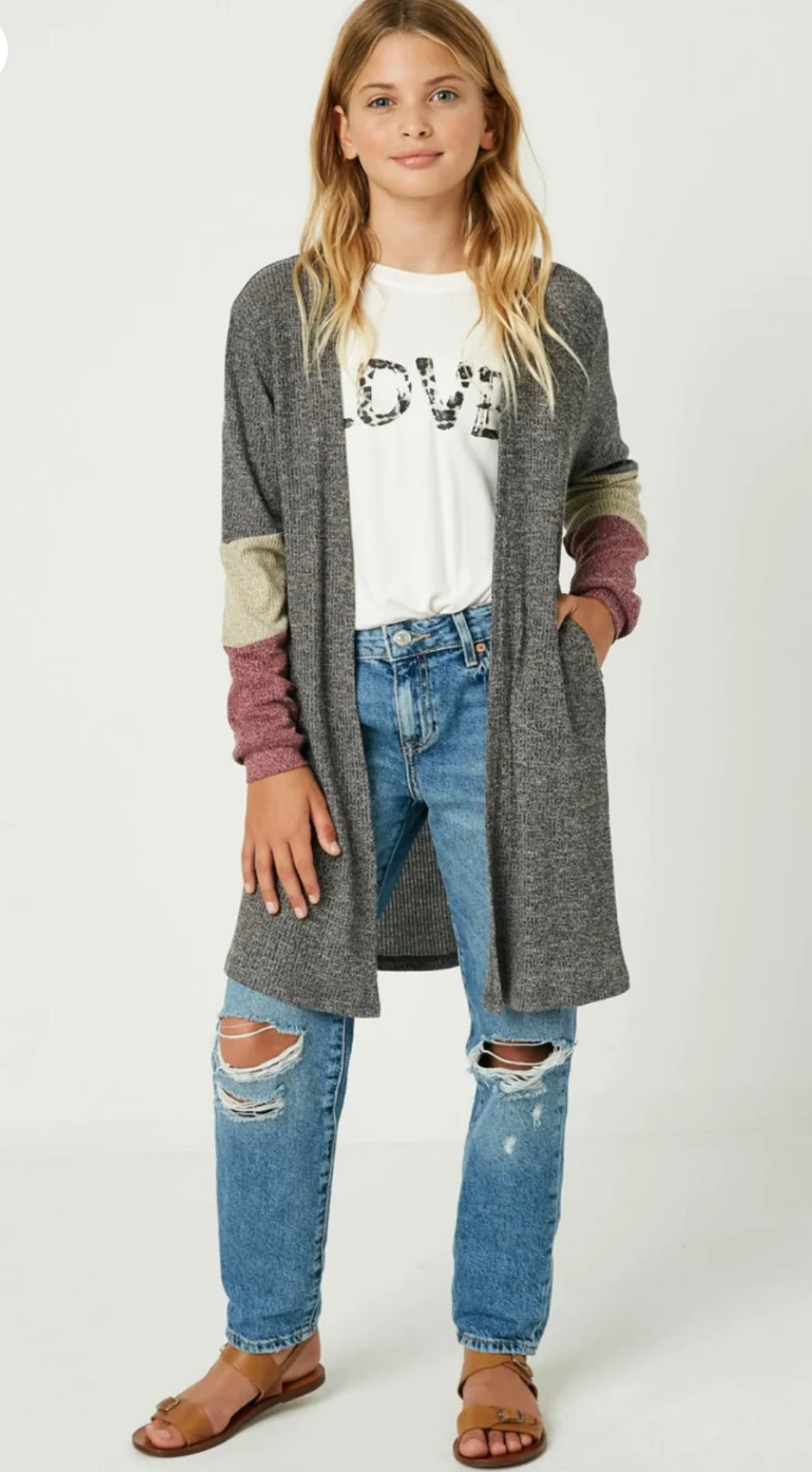 The Arden Cardigan- tween lightweight gray cardigan- Silent Sisters 