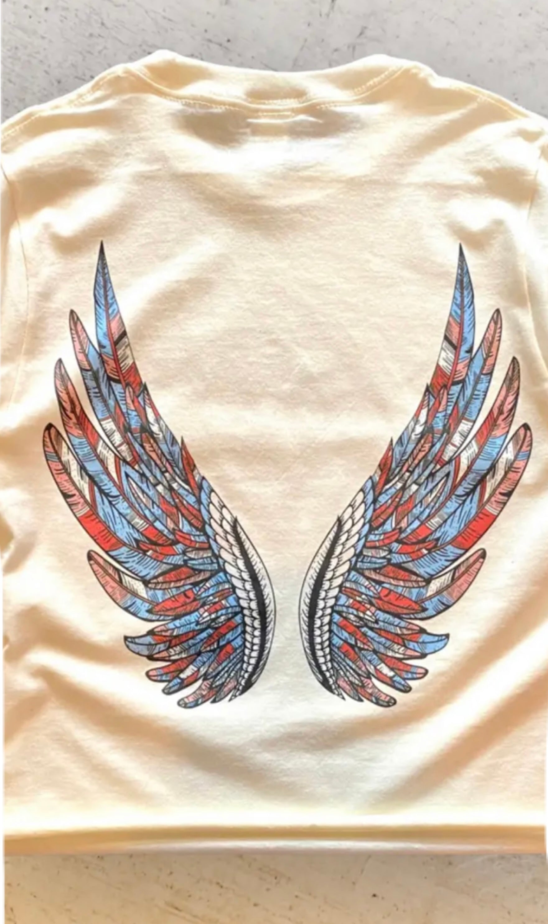 The Fiona Boho Tee- tween white vintage style boho tee wings- Silent Sisters