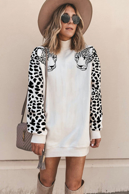 The Gisele Leopard Sweatshirt- black white leopard sweatshirt- Silent Sisters