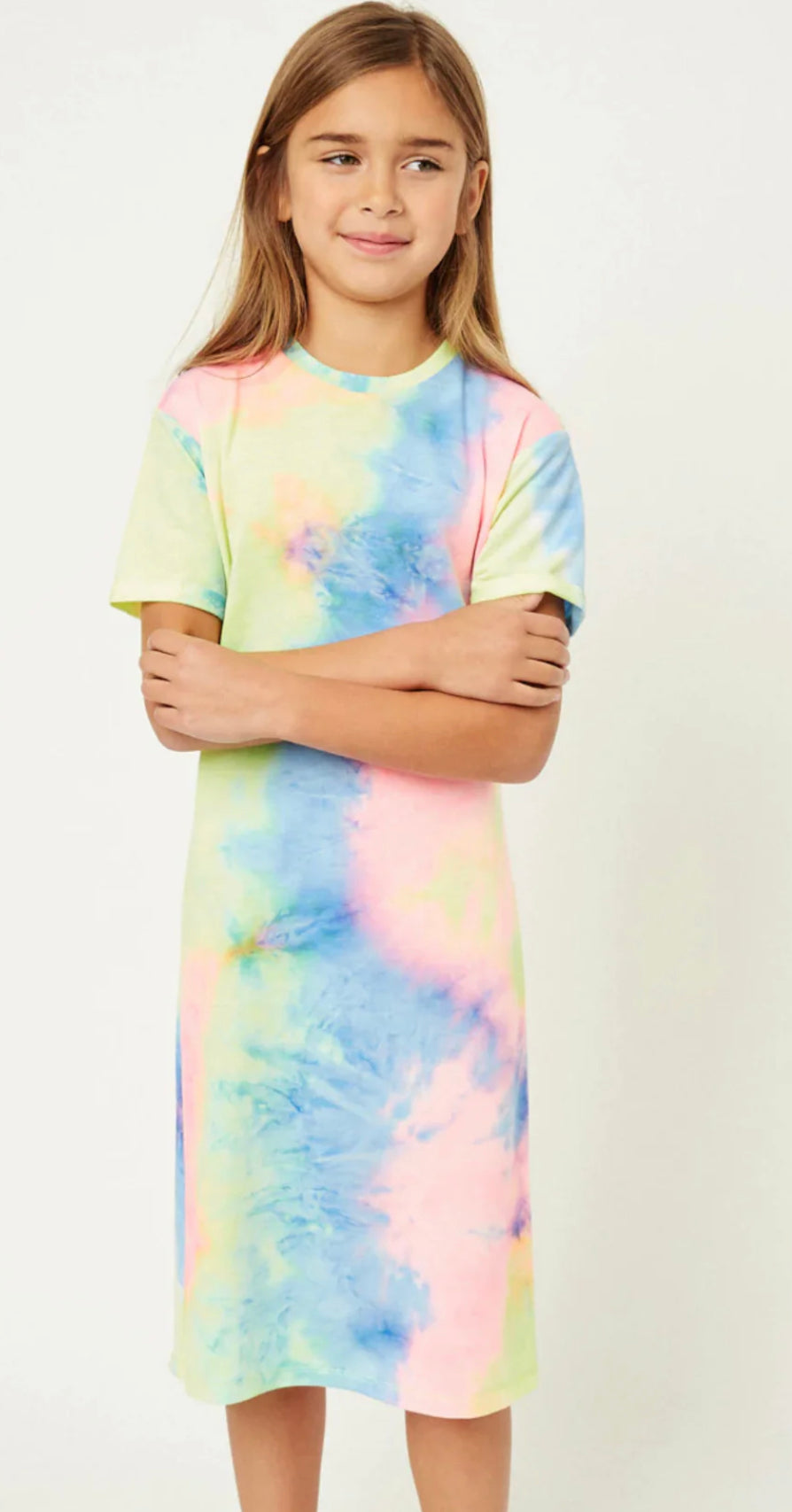 The Stevie Tie Dye Dress- tween neon tie dye midi dress- Silent Sisters 